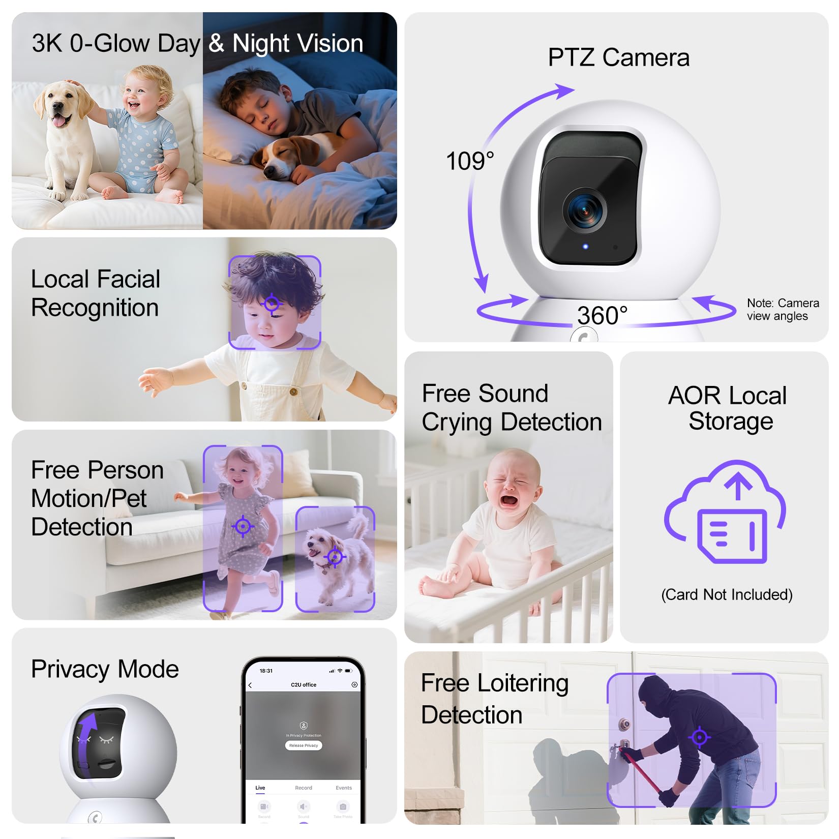 CINMOORE indoor 5G camera PTZ control view highlights panoramic viewing and smooth motion tracking.