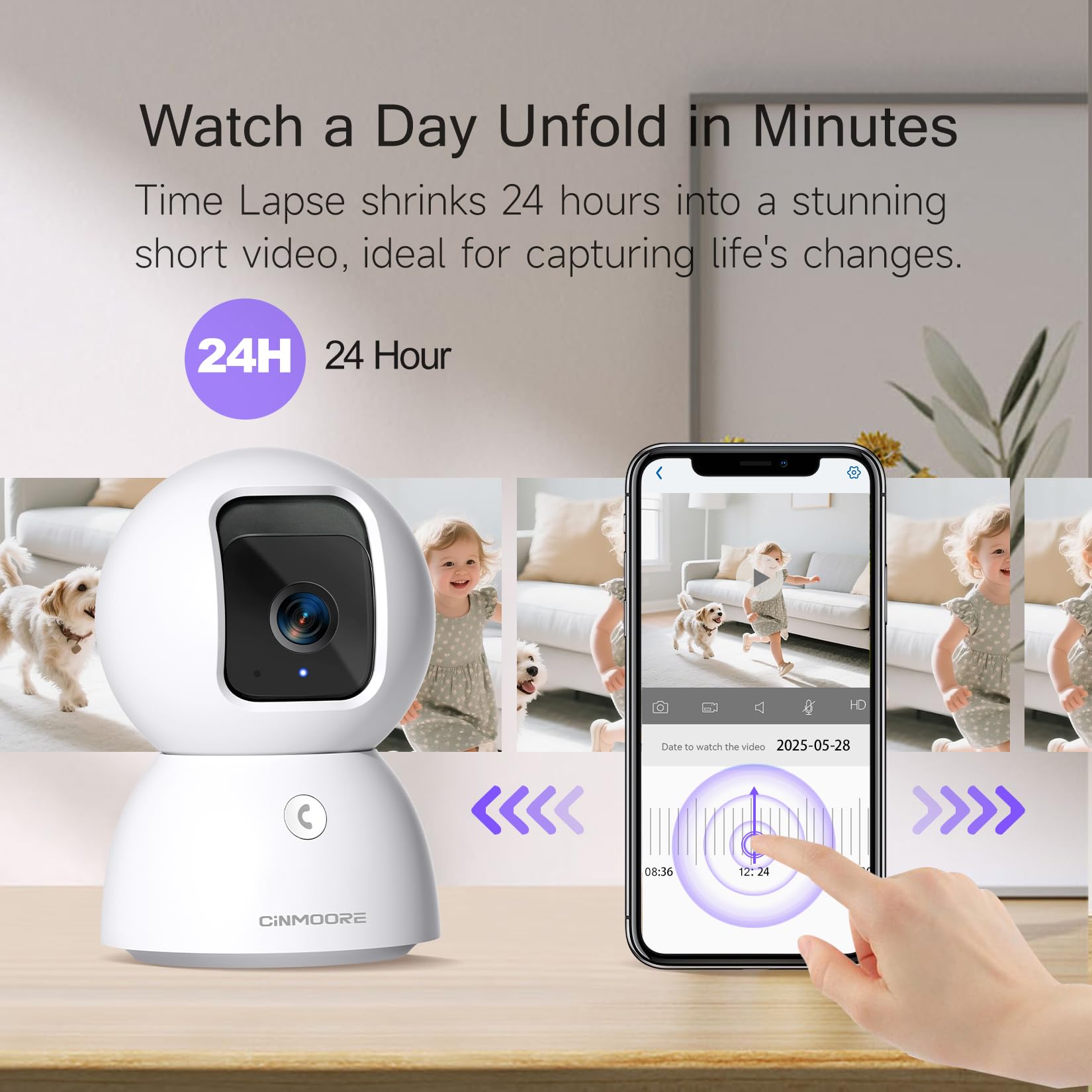 CINMOORE mobile app provides instant alerts and remote viewing from phone.