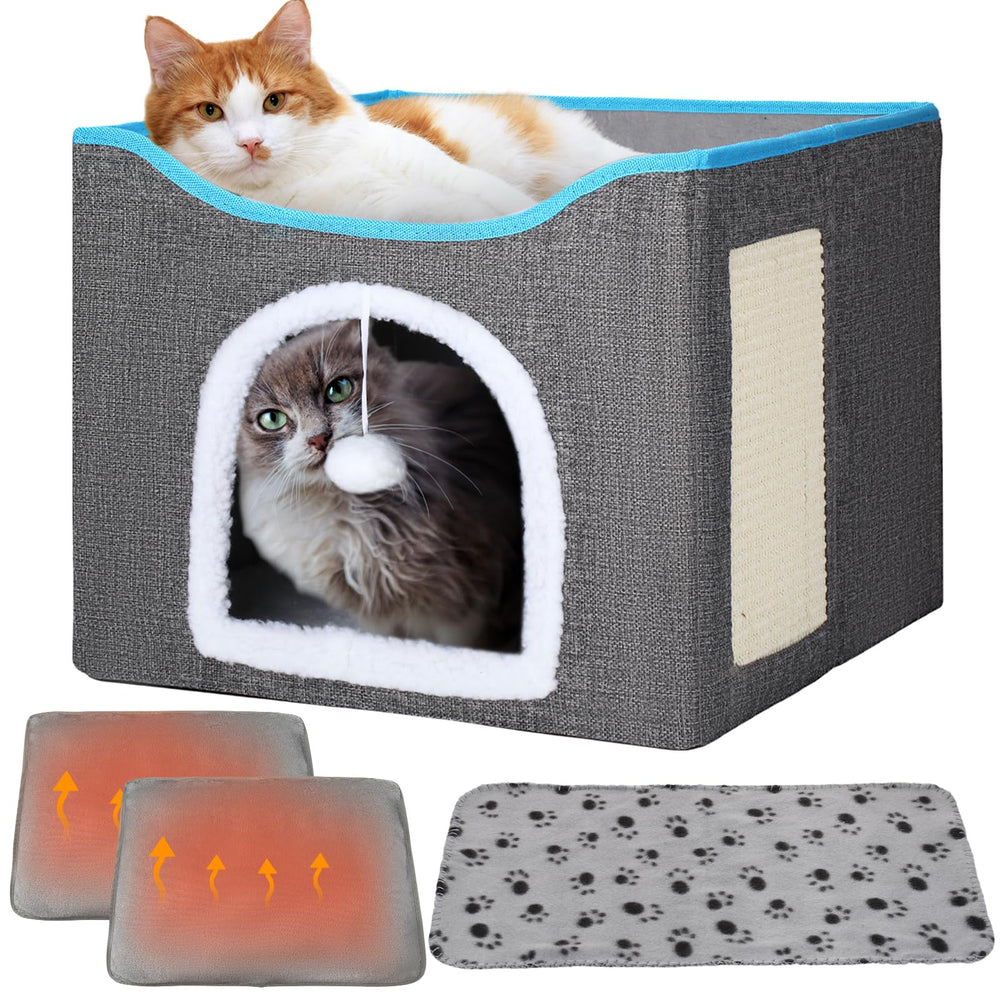 Cinnvoice cat house front view, a plush indoor lounge for cosy naps.