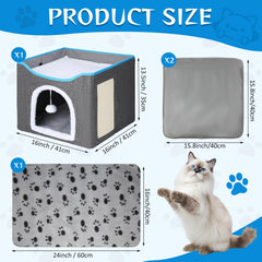 Cinnvoice cat house two-tier lounge, versatile resting options for multi-cat homes.