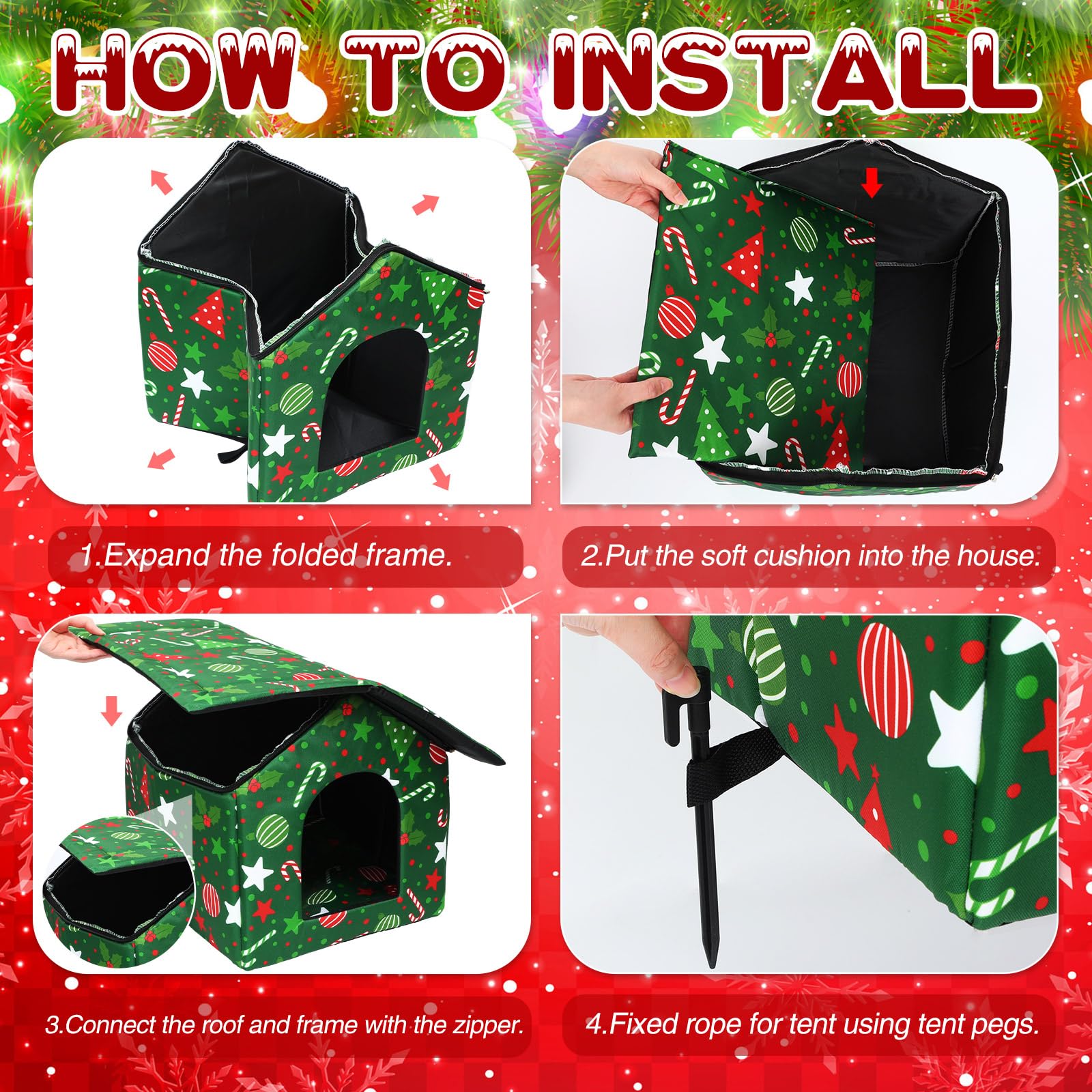 Cinnvoice cat house zipper assembly enables quick setup and compact storage