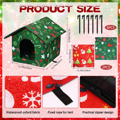 Cinnvoice Christmas outdoor cat house green style adds festive shelter for porch pets