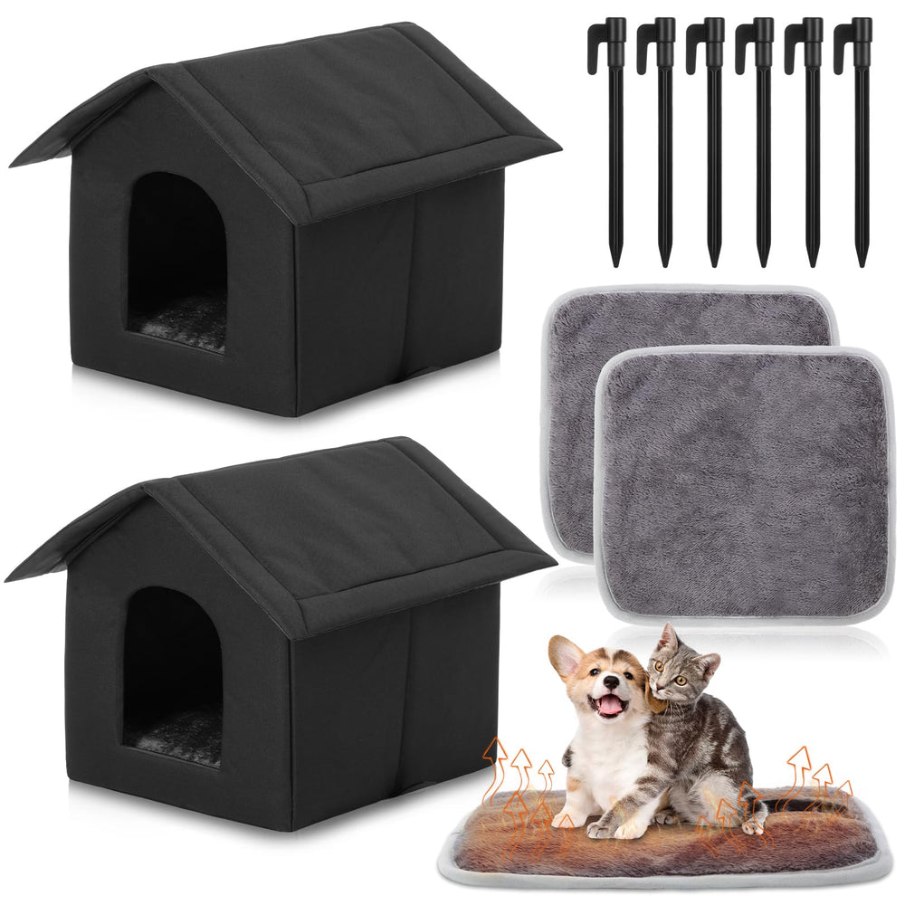 Cinnvoice outdoor cat shelter 2-set waterproof, ideal for stray cats' rain protection.