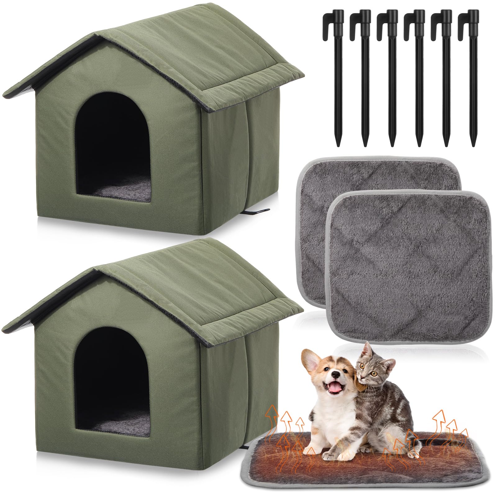 Cinnvoice outdoor cat shelter set 2-pack ready for stray cats in chilly weather