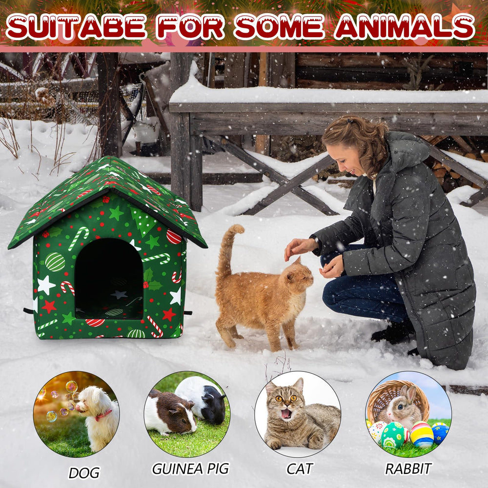 Cinnvoice outdoor pet shelter keeps small animals dry on snowy days