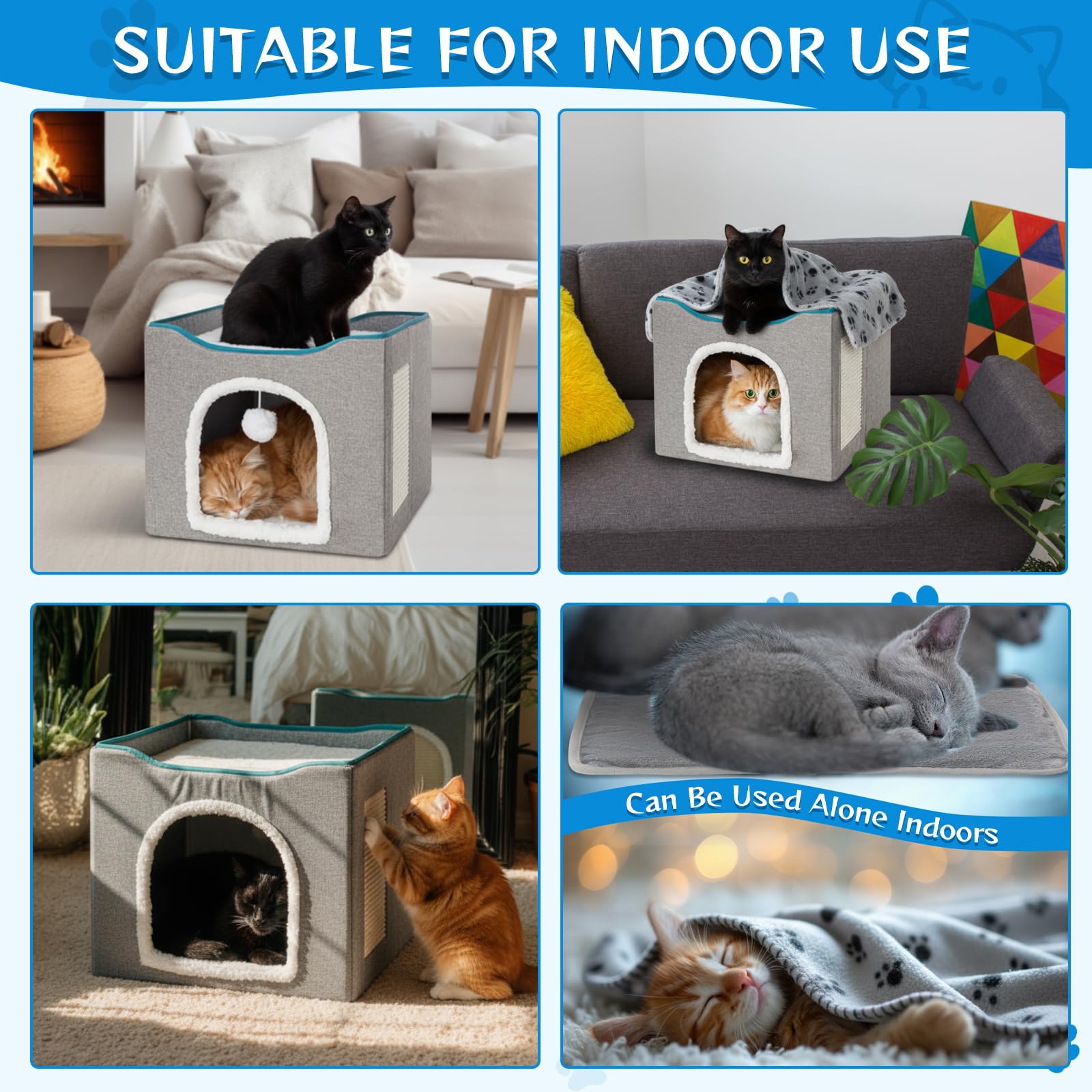 Cinnvoice self-warming cat pad glows warmth in a cozy corner.