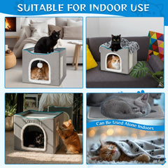 Cinnvoice self-warming cat pad glows warmth in a cozy corner.
