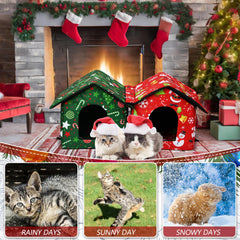 Cinnvoice waterproof cat house stitching ensures durable protection from wind and rain