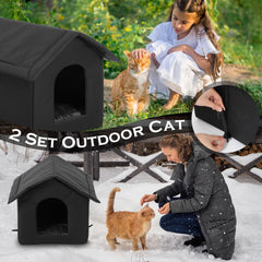 Cinnvoice winter cat shelter closed design delivers windproof shelter for harsh weather.