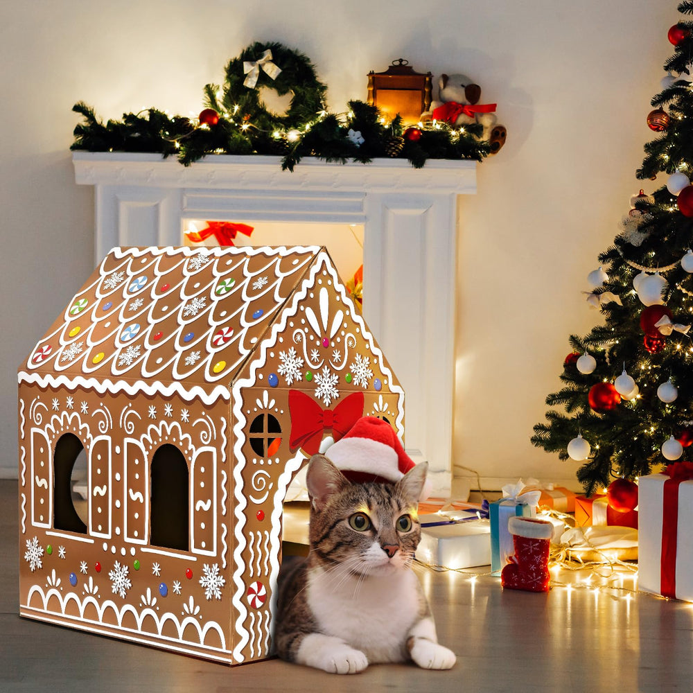 Cinrobiye cats enjoying the playhouse interior for lounging and exploration