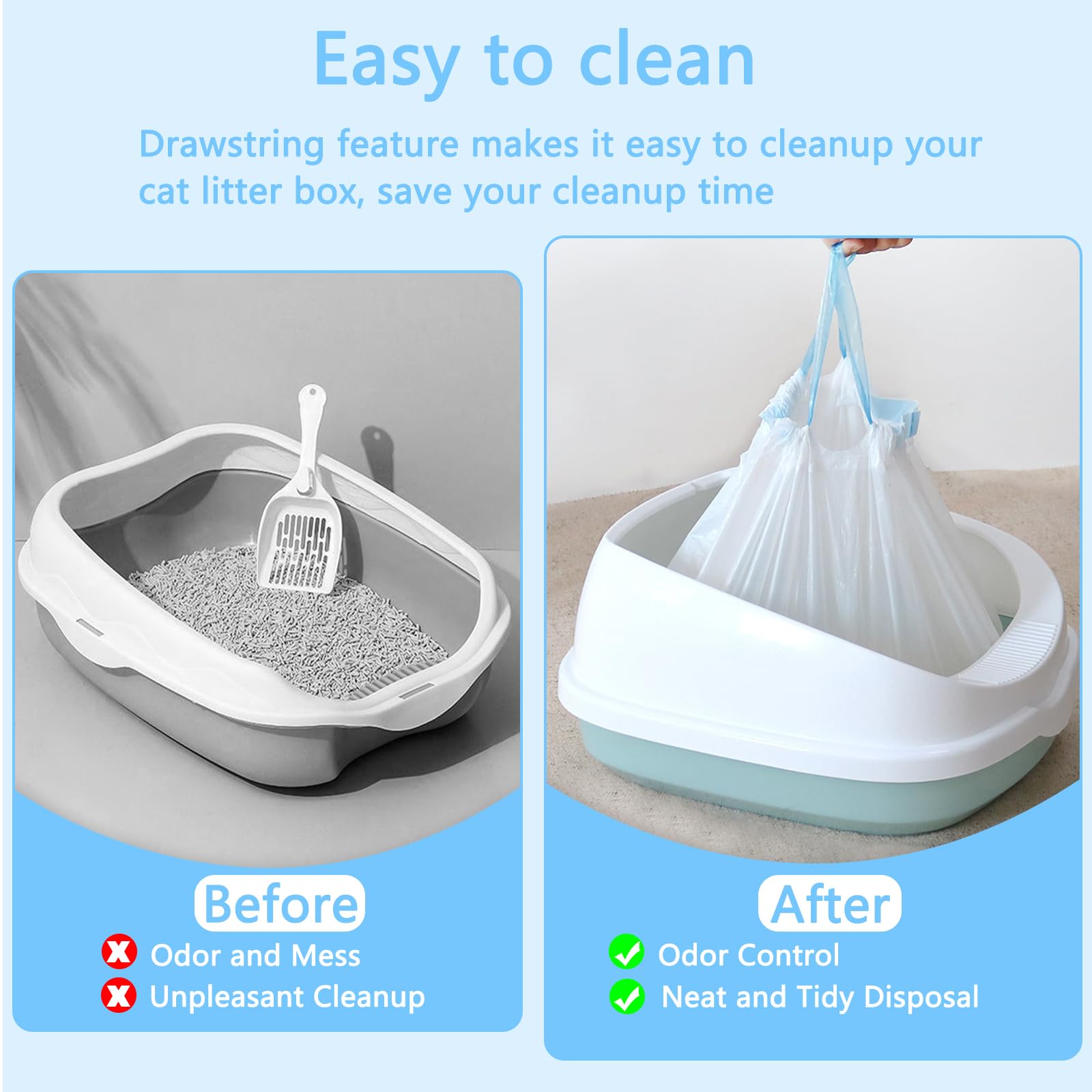 CIOKIT heavy-duty litter box liners illustrated as tear-resistant, durable bags.