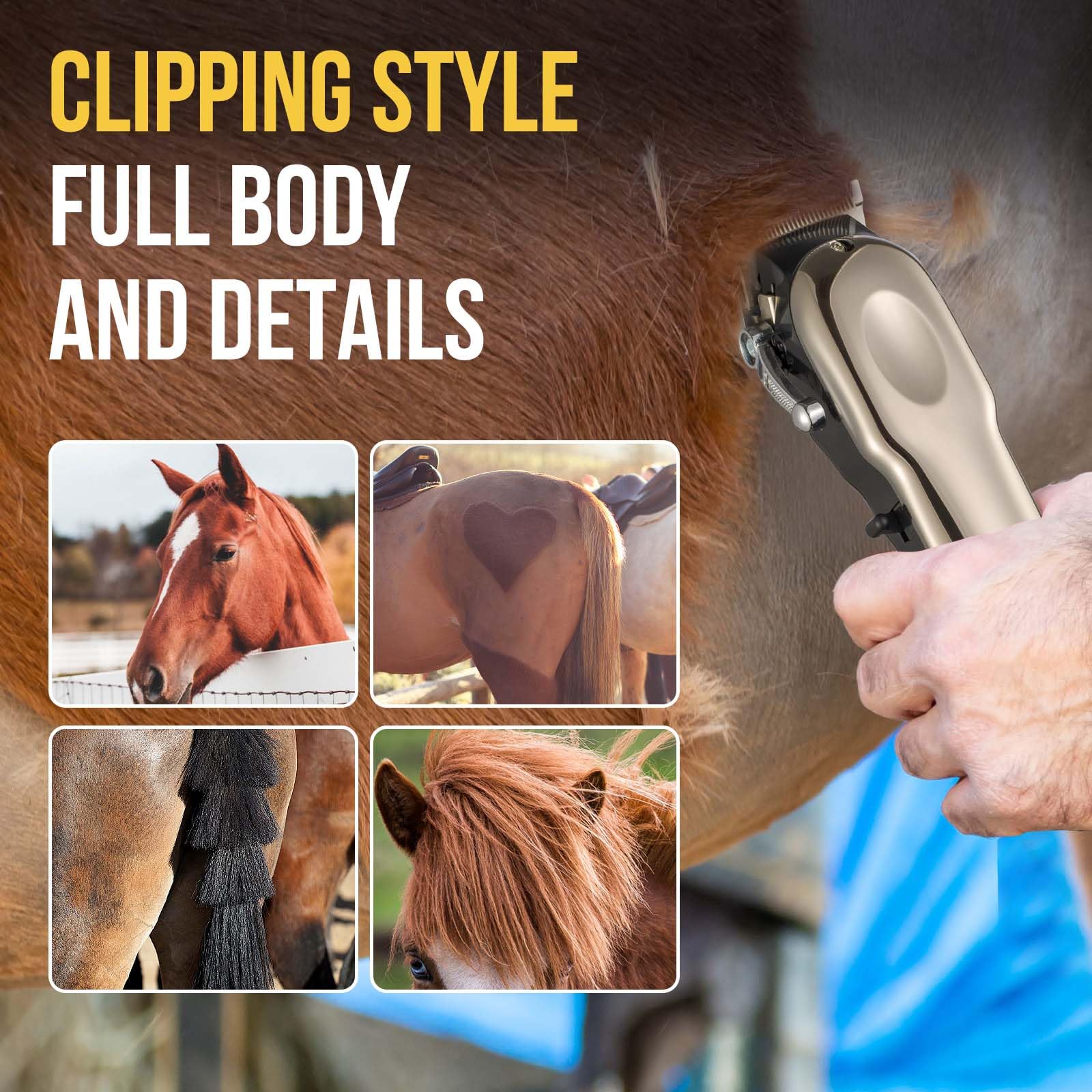 Ciphuoly lightweight cordless grooming kit for horses cats and dogs.