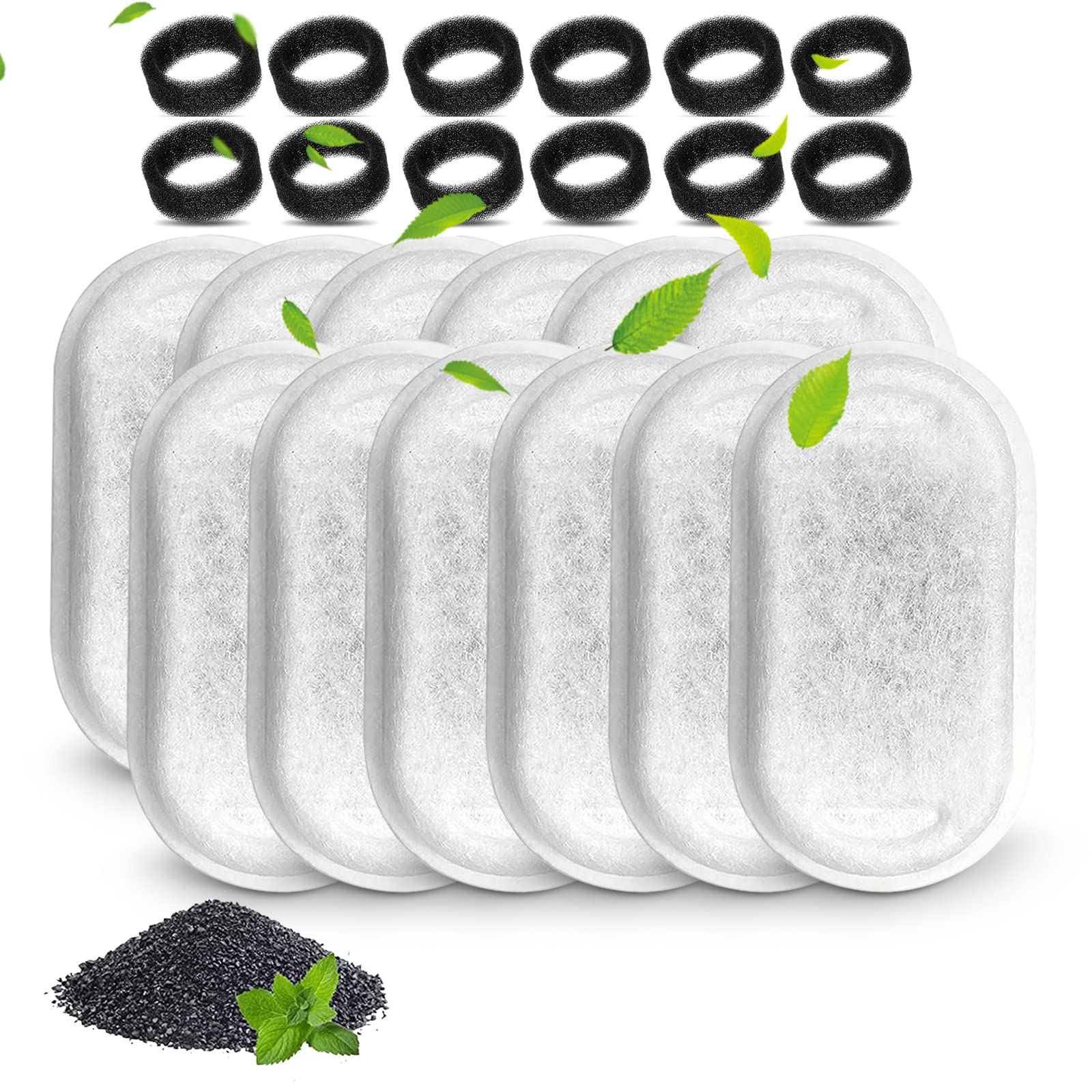 Cirfifth cat fountain filters pack with 12 filters and 12 sponges for replacements.