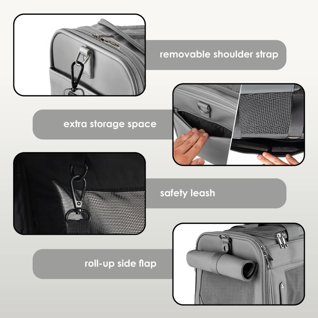 CITRUSY TSA airline-approved pet carrier adjustable shoulder strap enables hands-free mobility