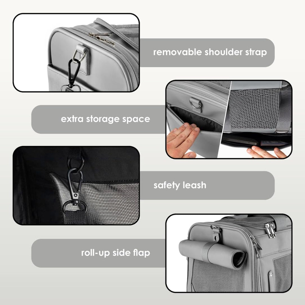 CITRUSY TSA airline-approved pet carrier adjustable shoulder strap enables hands-free mobility