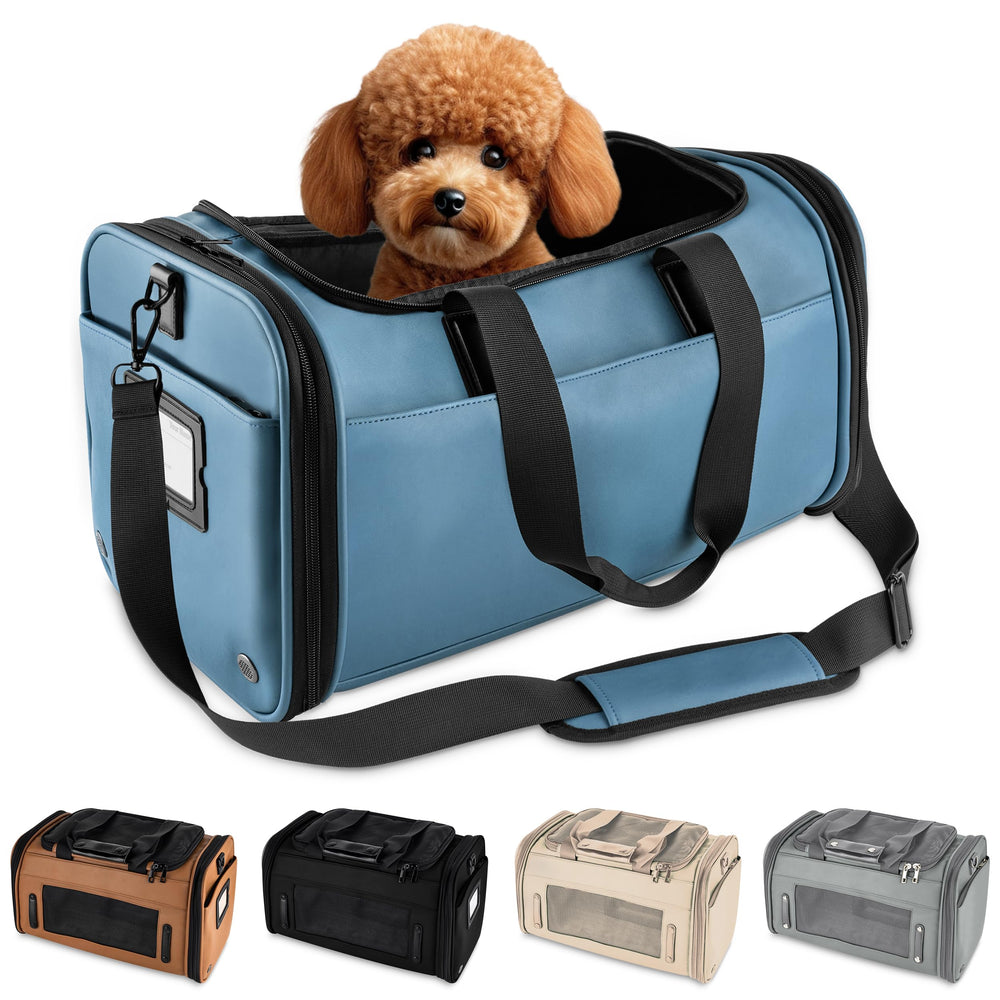 CITRUSY TSA airline-approved PU leather pet carrier demonstrates a durable frame for air travel.