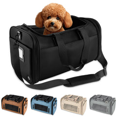 Citrusy TSA pet carrier XS/S premium leatherette exterior supports durable travel.