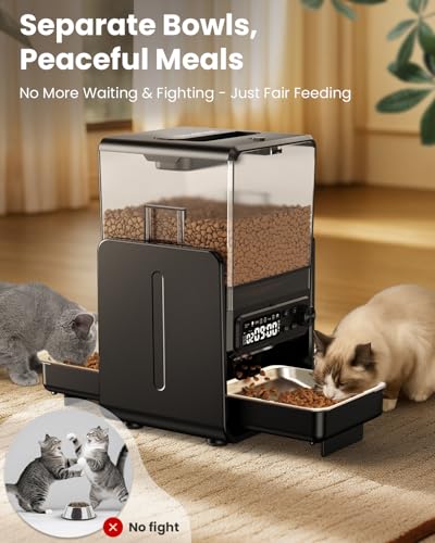 CityFlee automatic cat feeder with dual bowls for two cats