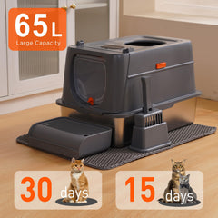 Citylife stainless steel cat litter box top-entry design enables versatile access and reduced mess.