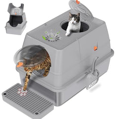 Citylife stainless steel litter box with lid from top view highlights privacy and easy cleaning