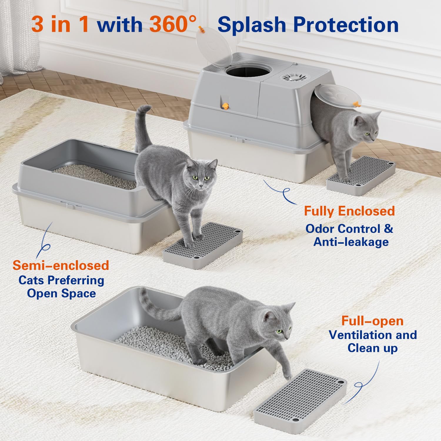 Citylife stainless steel litter box top-entry with pedal shows convenient access for cats