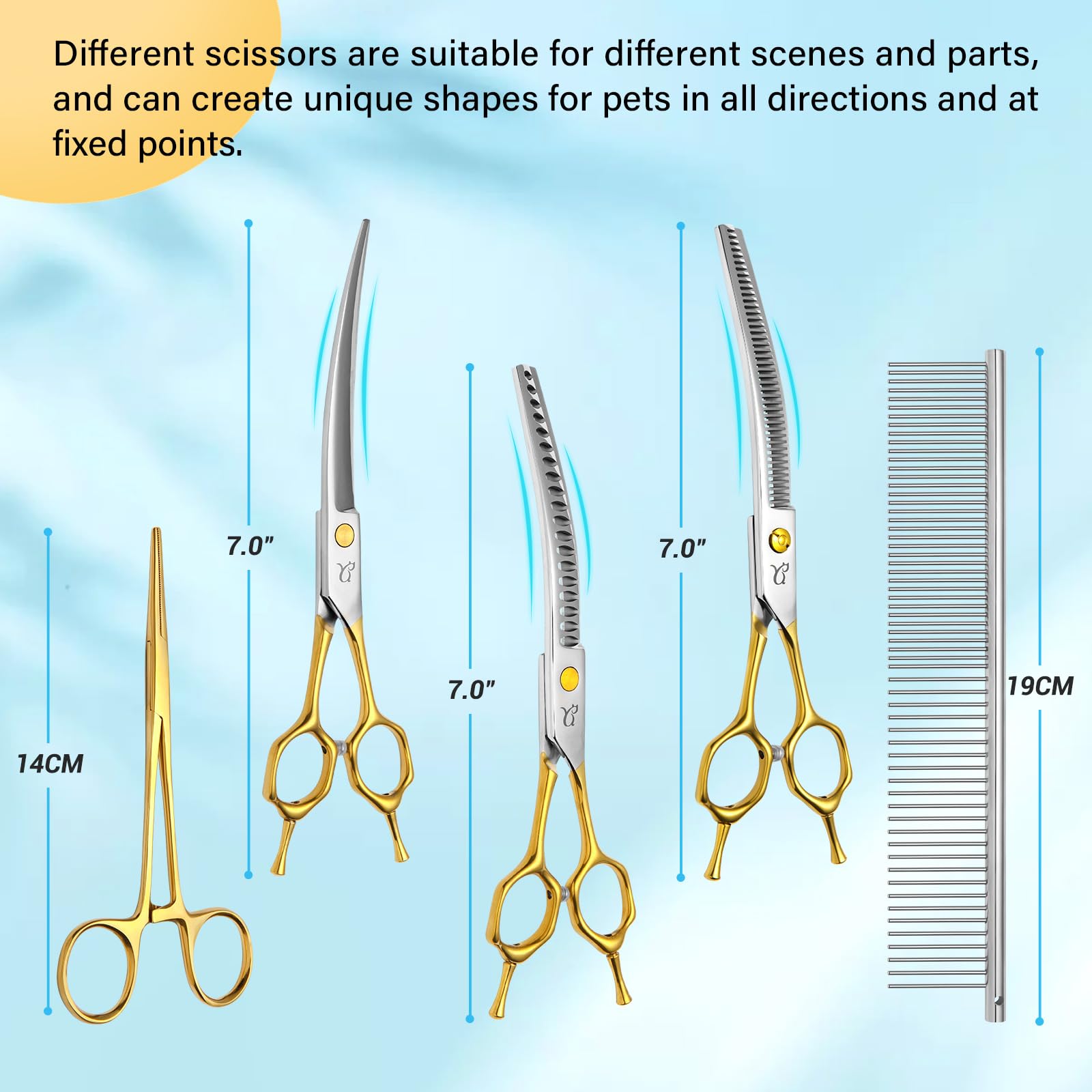 CityWish curved thinning scissors for even texture on thick coats