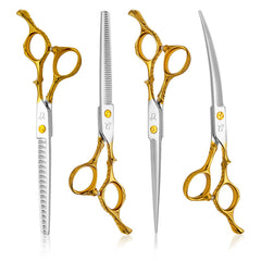 Citywish curved dog scissors in action for precise trimming and safety.