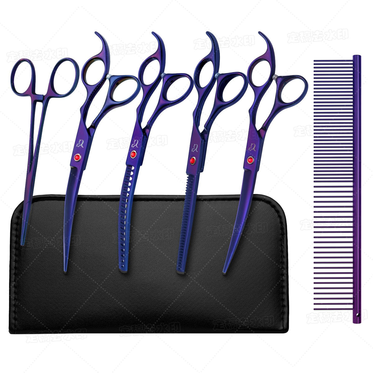 Citywish dog grooming scissors purple curved blades with safety tips for gentle trims.