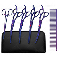 Citywish dog grooming scissors purple curved blades with safety tips for gentle trims.