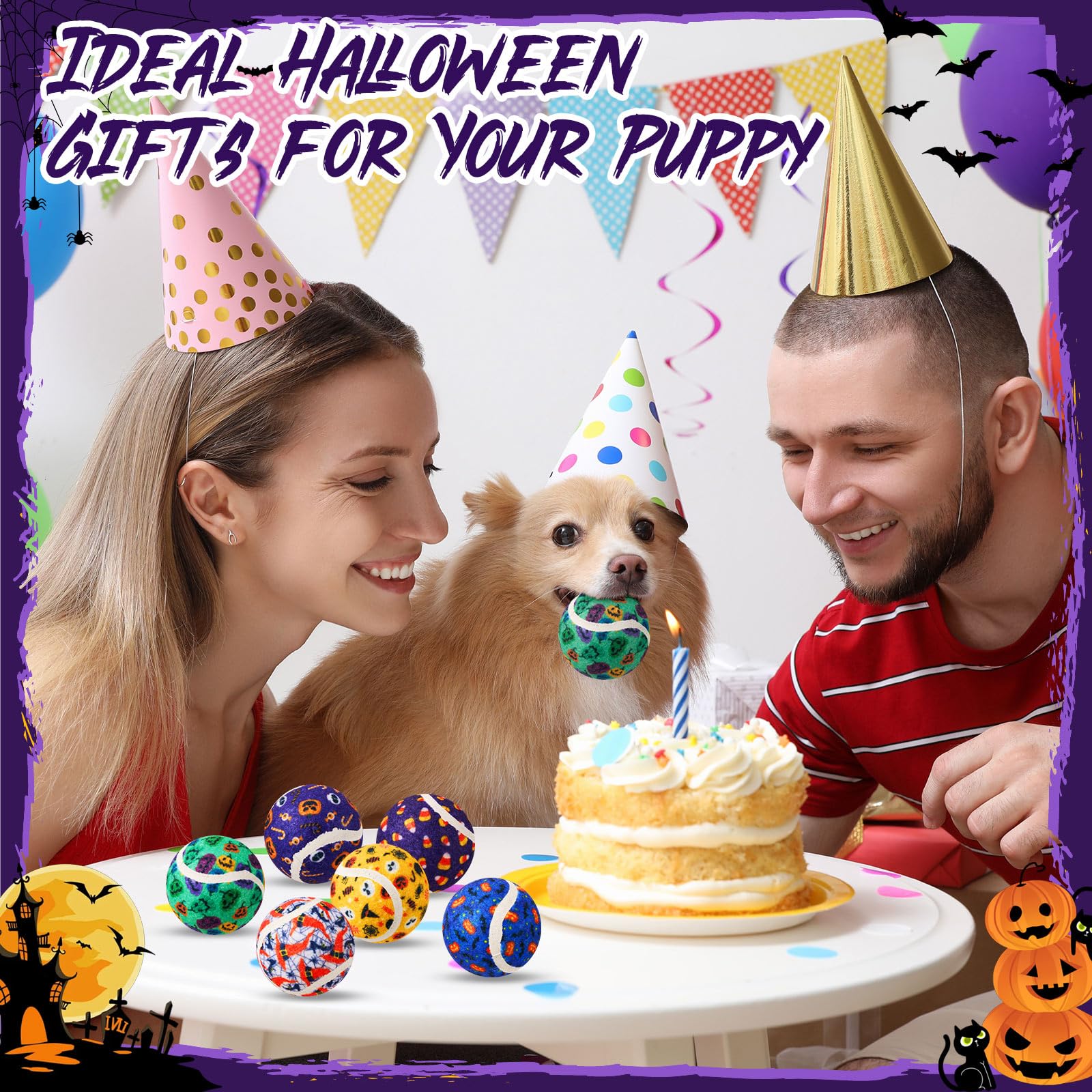 Civaner multi-design Halloween squeaky balls for shared dog playtime
