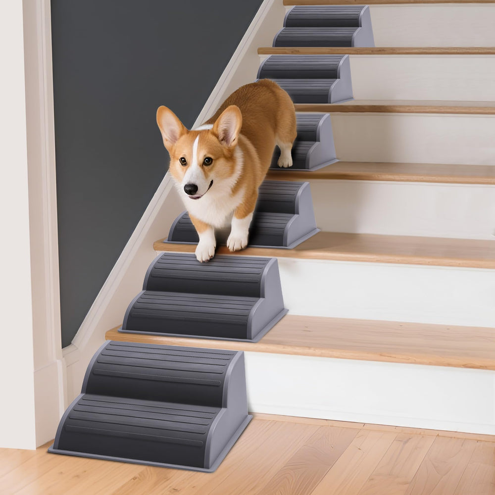 CiWiVOKi 2-Step Modular Dog Ramp front view shows compact, portable stairs for easy indoor access