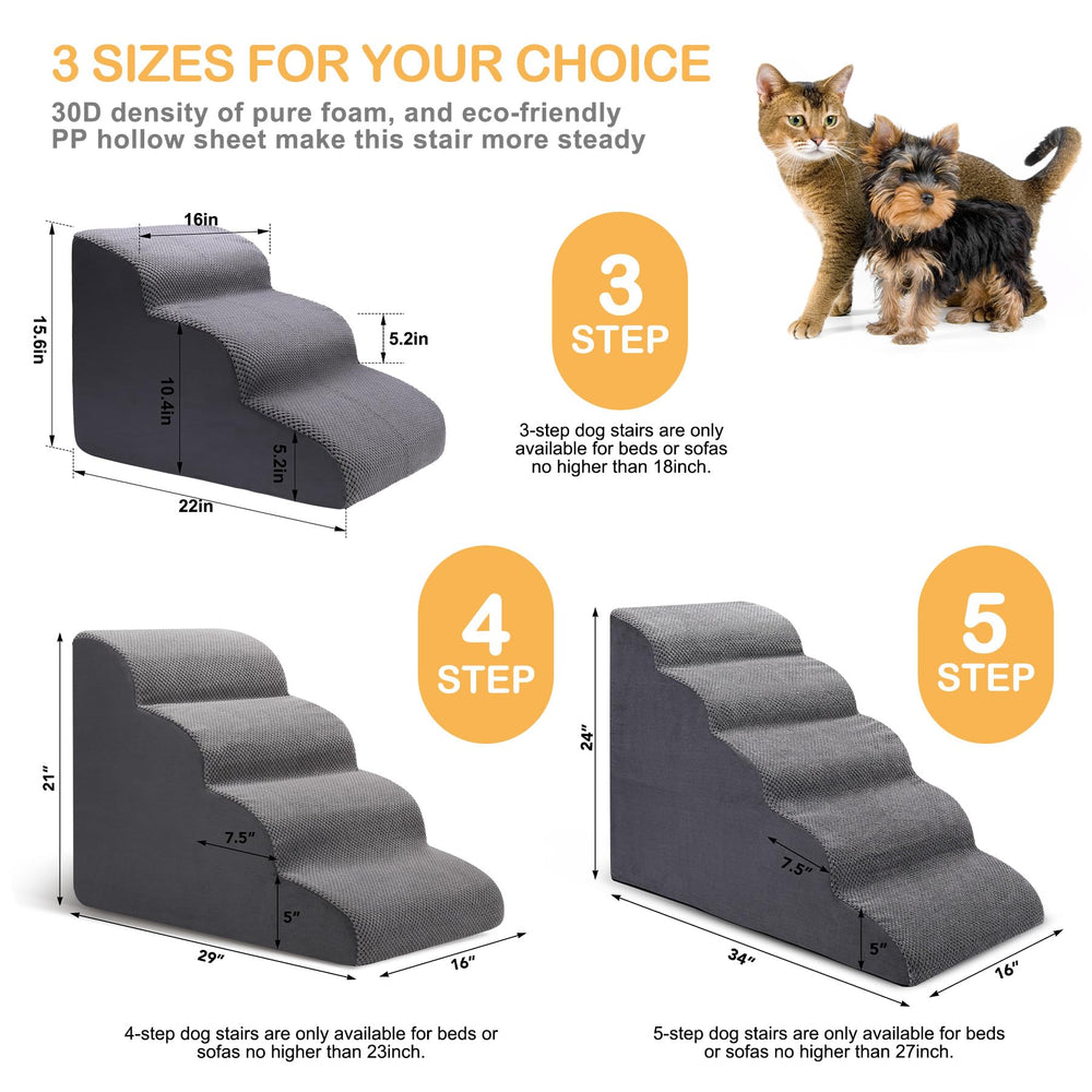 CiWiVOKi Dog Stairs foam-core stability ensures reliable support up to 50 lbs.