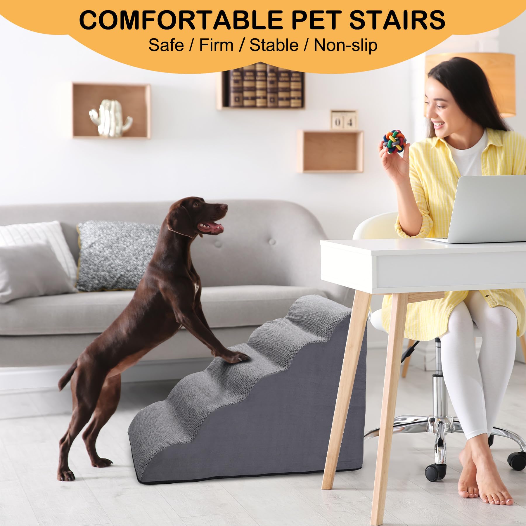 CiWiVOKi Dog Stairs packaging expanded shows vacuum-packed delivery and expansion.