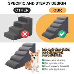 CiWiVOKi Dog Stairs side profile demonstrates compact footprint for sofa corners.