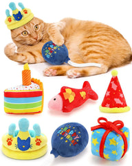 CiyvoLyeen birthday crown toy—soft plush crown for engaging birthday-themed cat games.