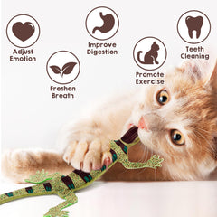 CiyvoLyeen lizard catnip toy blue plush for kittens and cats to chew and chase.