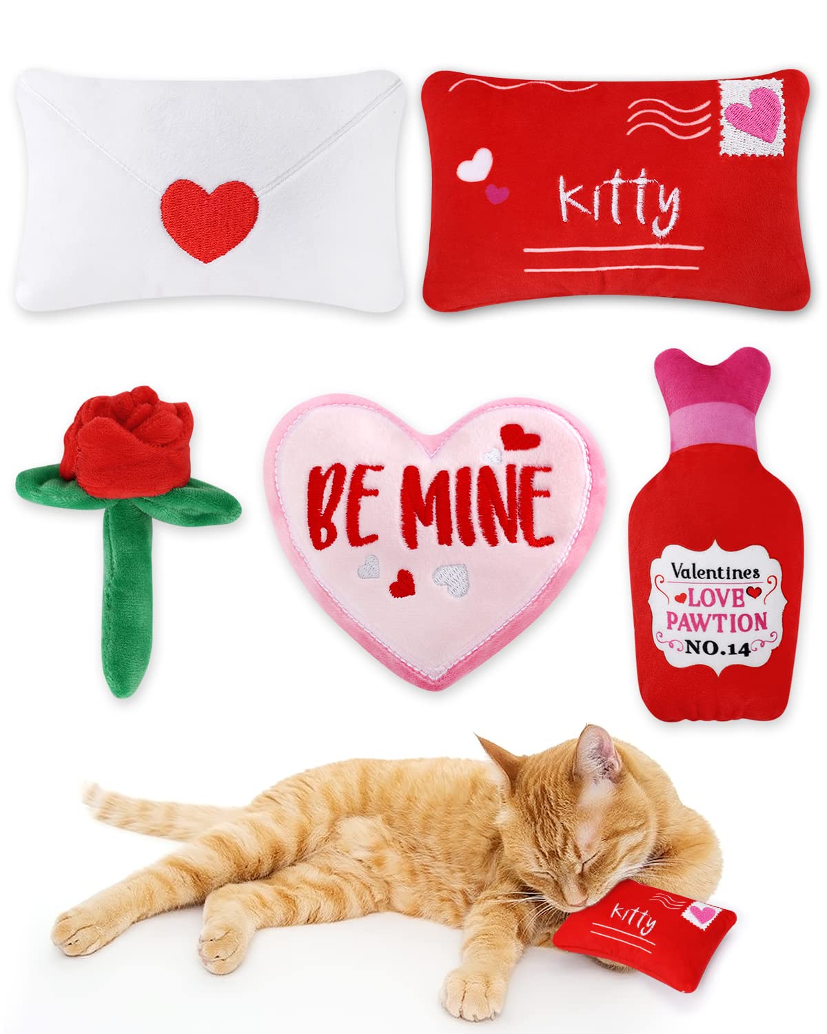 CiyvoLyeen Valentine heart toy with catnip scent for engaging play