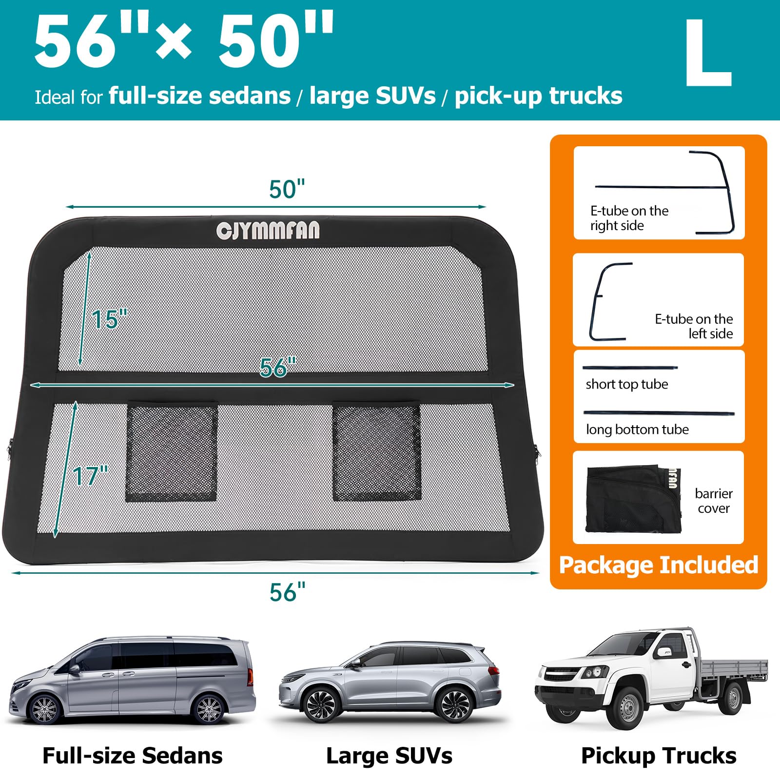 CJYMMFAN dog barrier cargo area use keeps pets contained during deliveries and road trips.