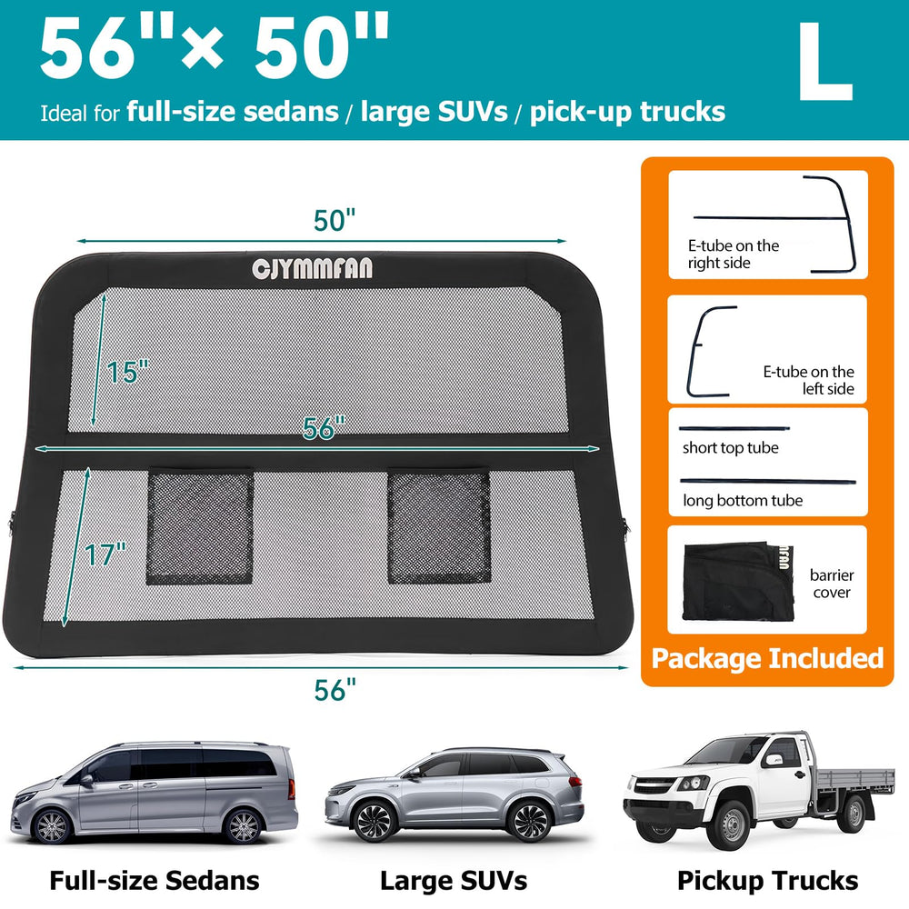CJYMMFAN dog barrier cargo area use keeps pets contained during deliveries and road trips.