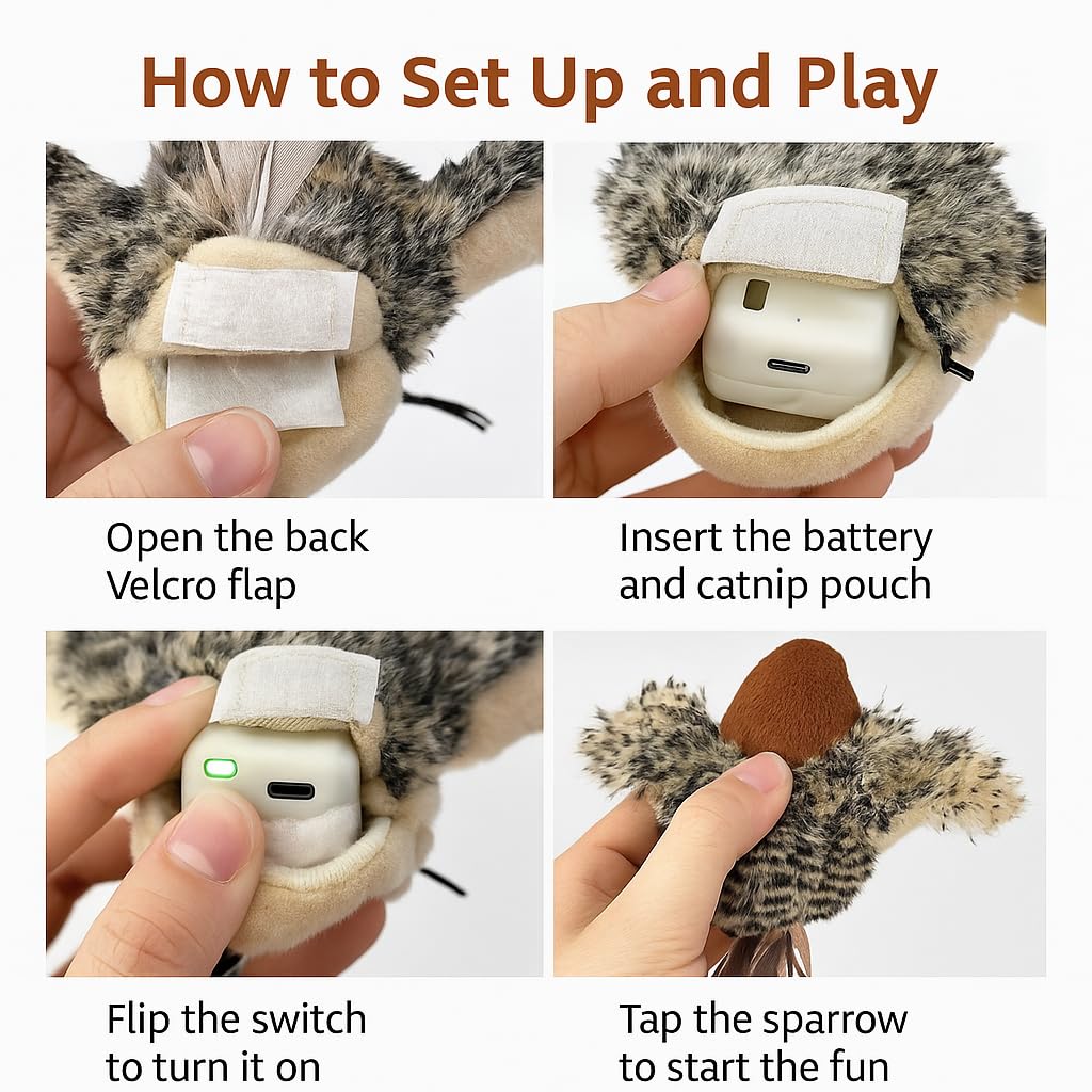 CKFPS Flying Bird Cat Toy designed for indoor cats emphasizes safe indoor use.