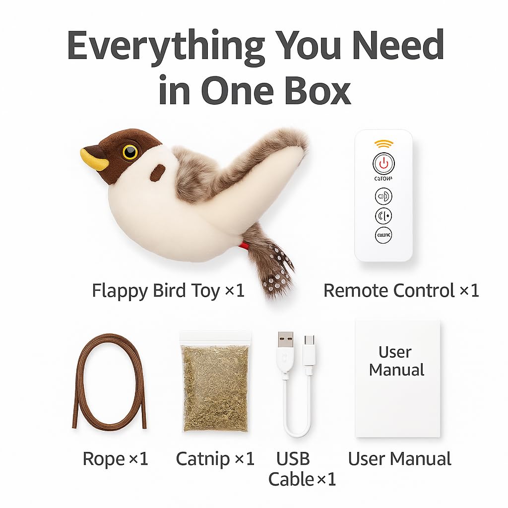 CKFPS Flying Bird Cat Toy indoor-play friendly design supports safe, supervised sessions.