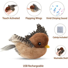 CKFPS Flying Bird Cat Toy with real feathers adds lifelike realism for hunting-inspired fun.