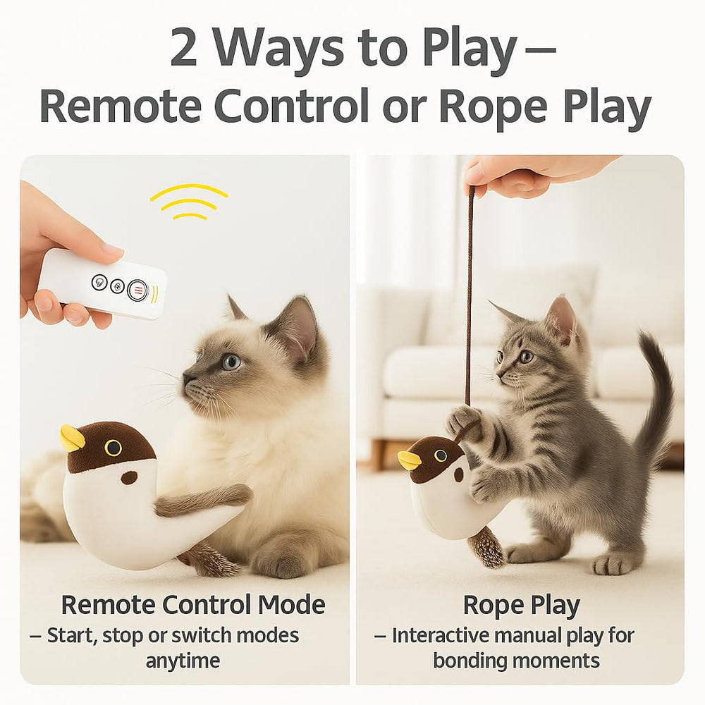 CKFPS Flying Bird Cat Toy remote control for controlled, interactive play sessions.