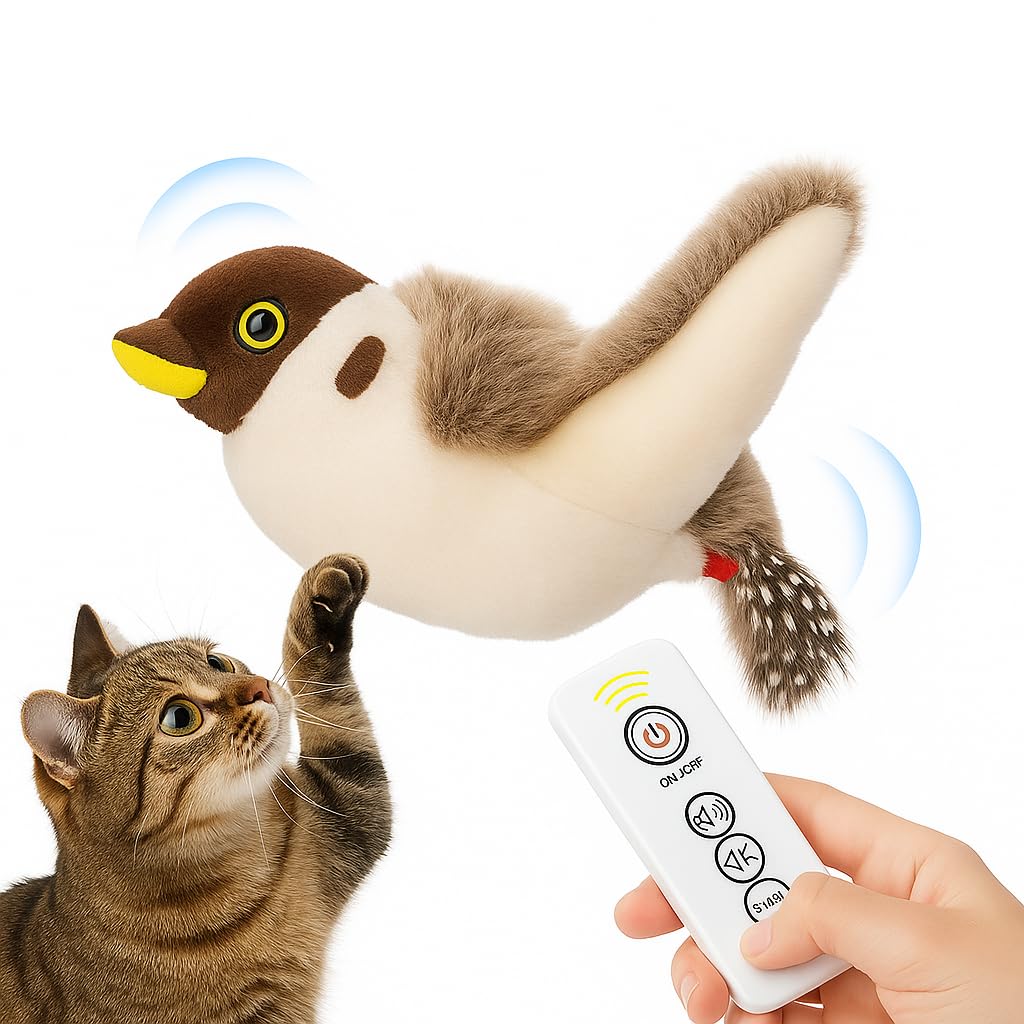 CKFPS Flying Bird Cat Toy wings flap for engaging indoor play and hunting instincts.