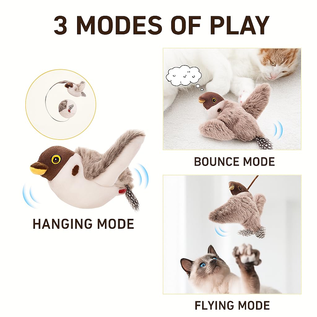 CKFPS motion-activated cat toy triggers flapping for interactive play sessions.