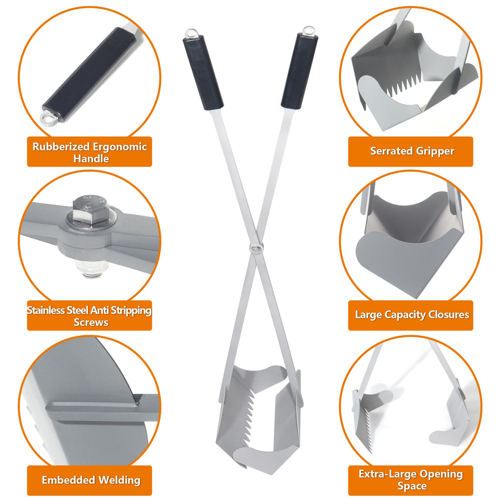 CKLT pooper scooper teeth close-up shows efficient waste collection on lawns and pavements.