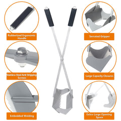 CKLT pooper scooper teeth close-up shows efficient waste collection on lawns and pavements.