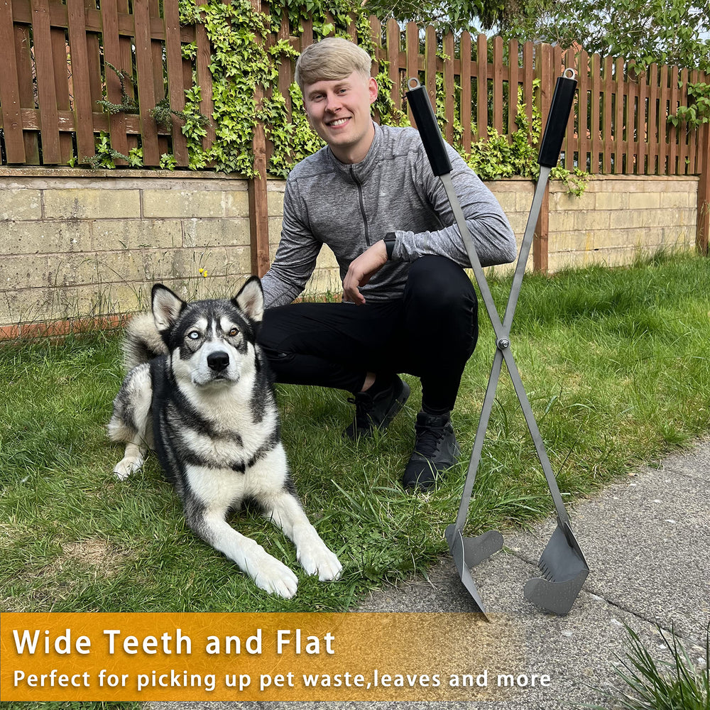 CKLT 38in long handle reduces bending during yard waste pickup.
