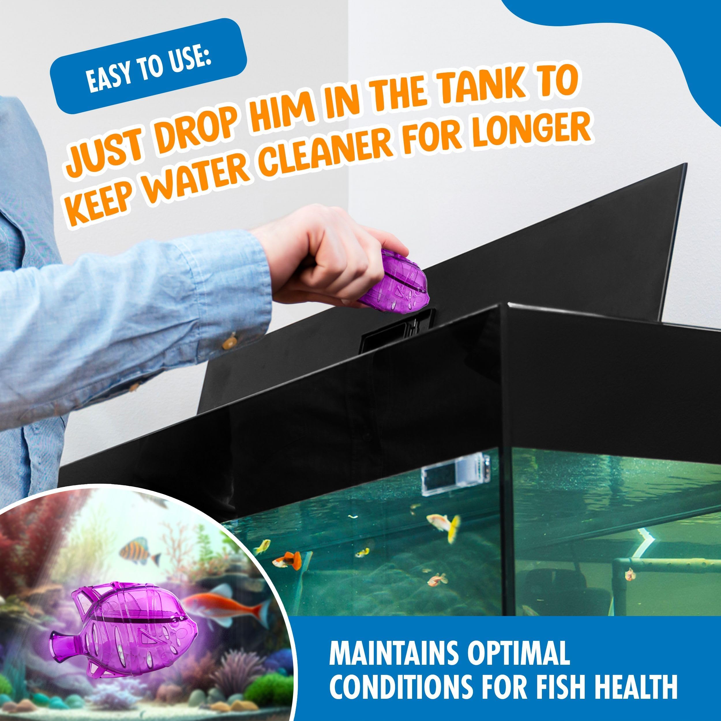 Clarence the Clarifier reduces ammonia and phosphate for healthier aquatic life.