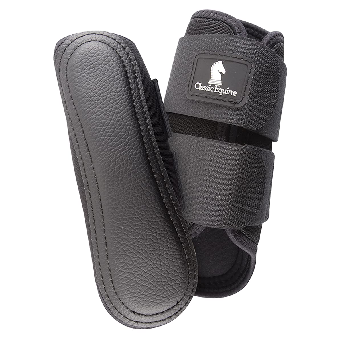 Classic Equine AirWave splint boot front view in black with heat-dissipating protection for training